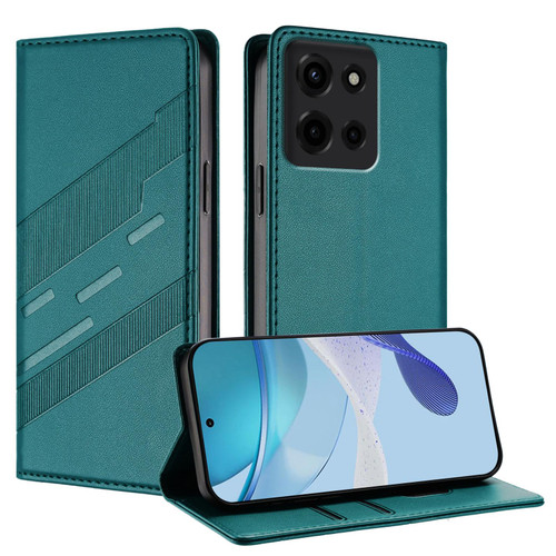 Moto G 2025 Embossed Multi-functional Wallet Retro Leather Phone Case - Dark Green